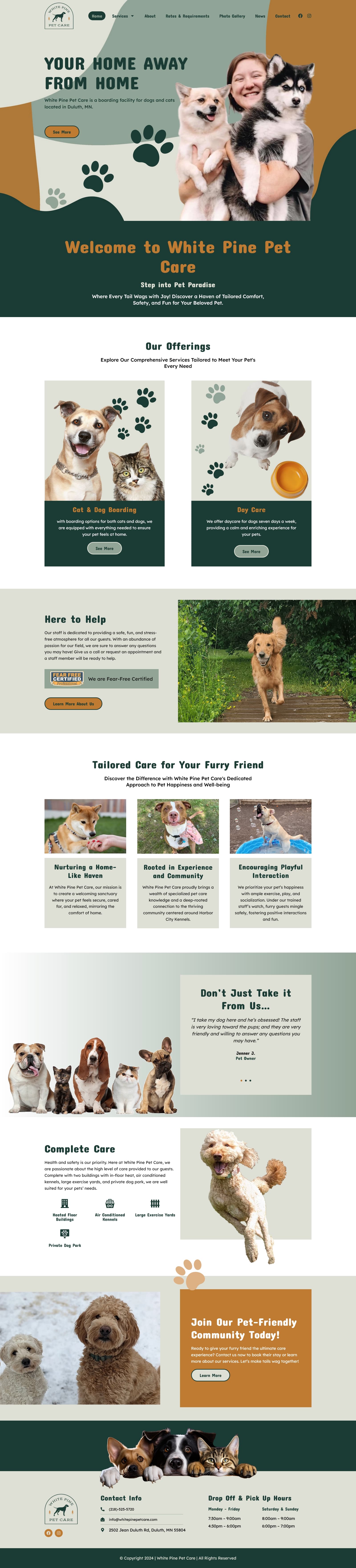 White Pine Pet Care - Desktop