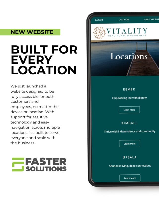 One site, built for many places.

This recent website launch was all about flexibility, creating a single platform that could support multiple locations while keeping the experience intuitive for both residents and staff. Each property now has space to share updates, resources, and unique info, all under one streamlined brand.

Scalable, user-friendly, and ready to grow with them.

 #WebDesignStrategy #ScalableDesign #ResponsiveWebDesign #DigitalSolutions #WebDesignForGrowth #WebsiteLaunch